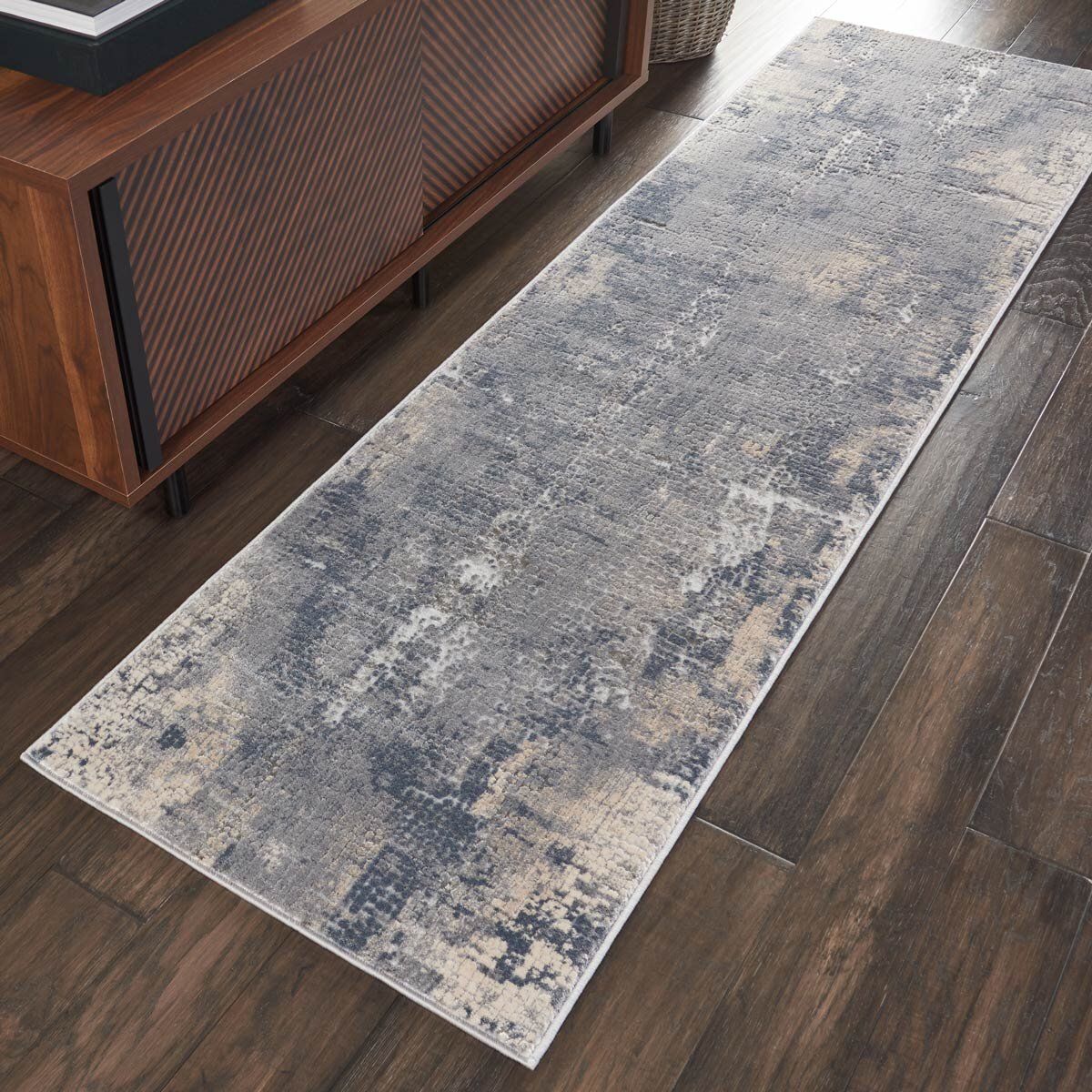 Rustic Textures Faded Blue Runner, 66 x 236 cm GOODS Costco UK