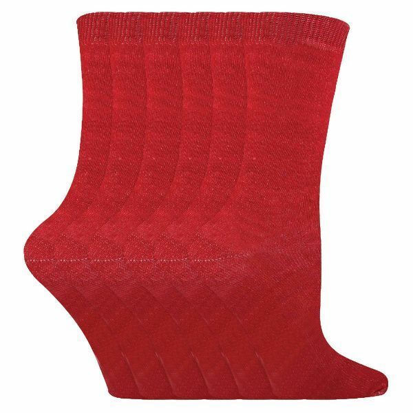 Sock Snob 6 Pk Childrens Solid Colour Cotton Socks 12-3 UK GOODS Superdrug Red  