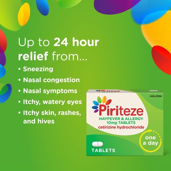 Piriteze Antihistamine Allergy Relief Tablets Cetirizine 30s GOODS Superdrug   