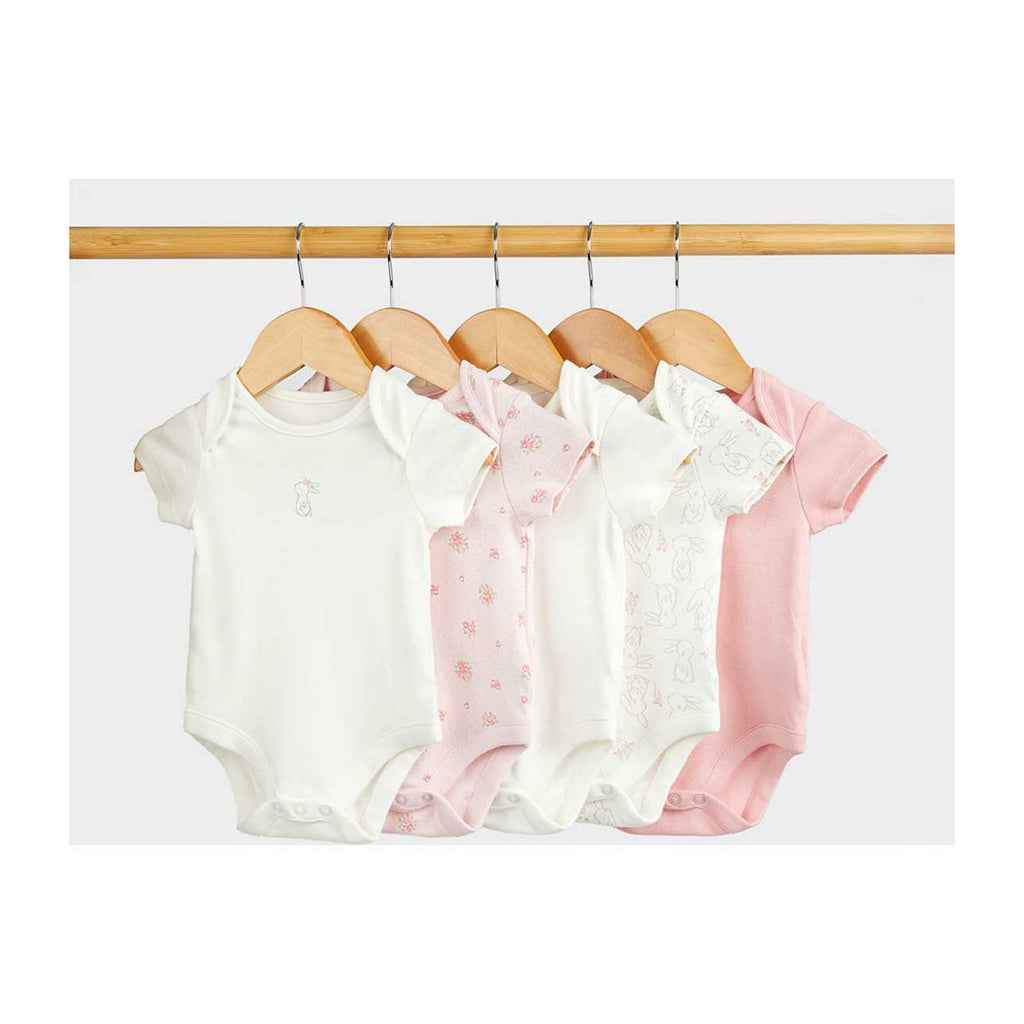 Mothercare Floral Bunny Short-Sleeved Bodysuits - 5 Pack