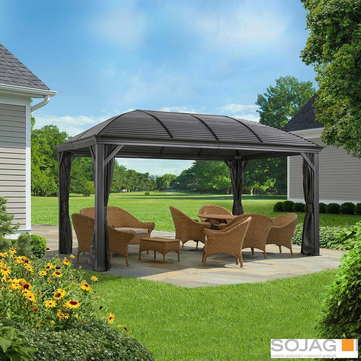 Sojag Moreno 10ft x 16ft (2.89 x 4.74m) Aluminium Frame Sun Shelter with Galvanised Steel Roof + Insect Netting GOODS Costco UK