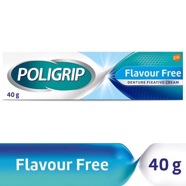 Poligrip Denture Adhesive Fixative Cream Flavour Free All-Day Hold   40g