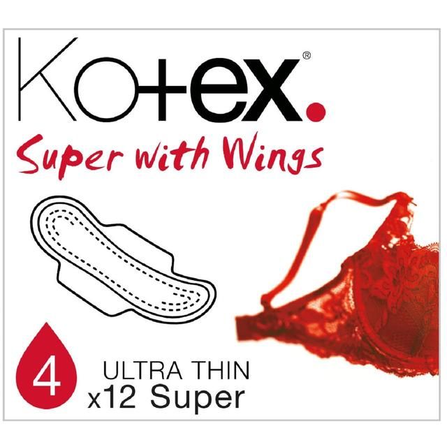 Kotex Ultra Thin Pads Super with Wings   12 per pack