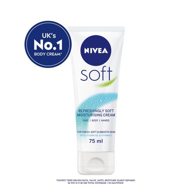 NIVEA Soft Moisturiser Cream for Face Hands & Body   75ml