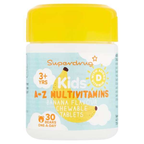 Superdrug Kids Chewable Multivitamins Banana Flavour 30s GOODS Superdrug   