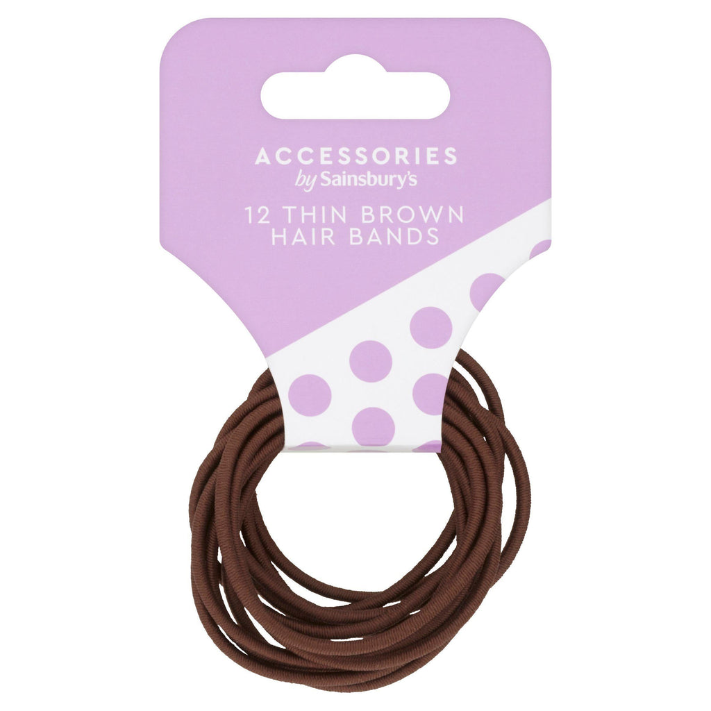 Sainsbury's Pony Tail Bands Thin Brown x12