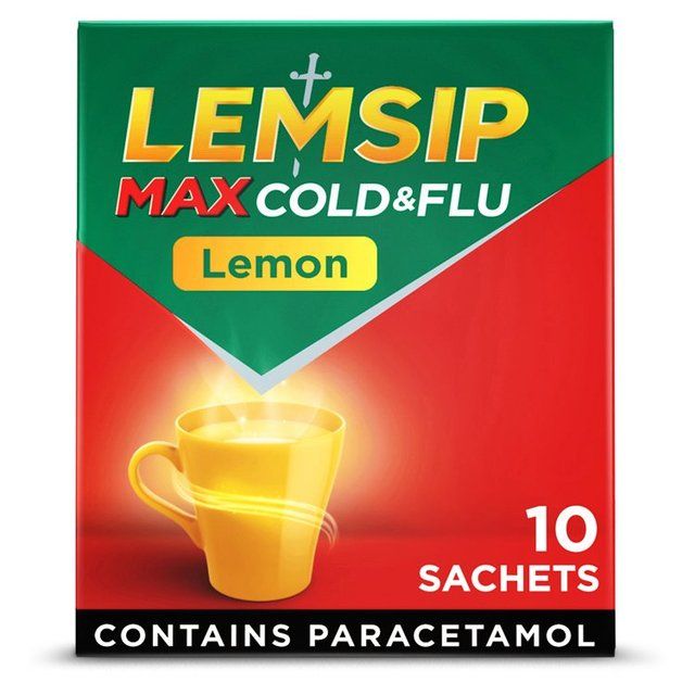 Lemsip Max Cold & Flu Lemon Sachets Paracetamol   10 per pack