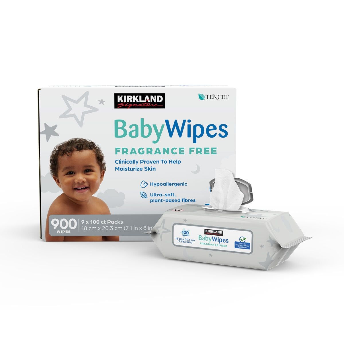 Kirkland Signature Tencel Baby Wipes, 9 x 100 Pack GOODS Costco UK