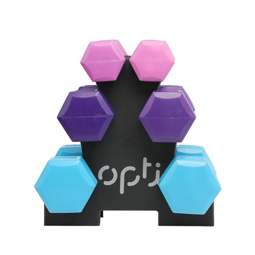 Opti 12Kg Vinyl Dumbbell Set/Tree