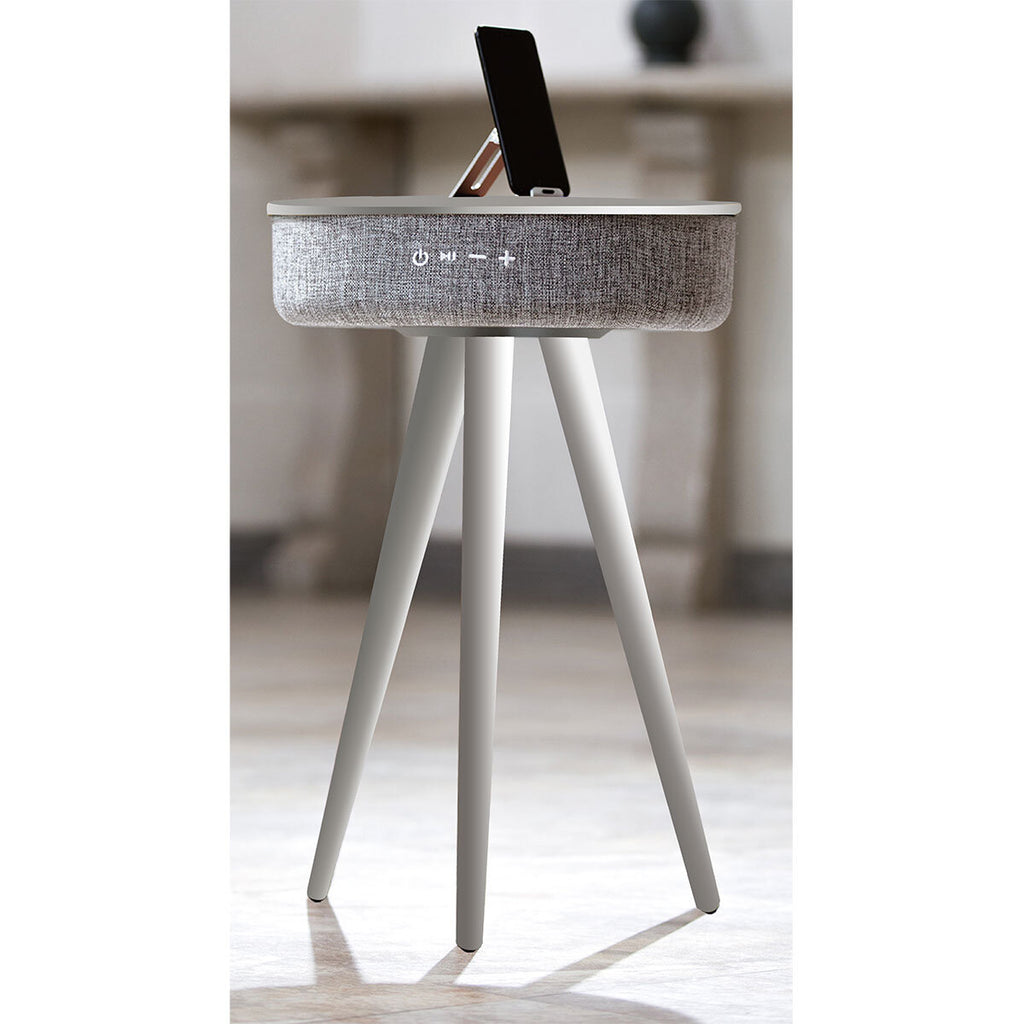 TouchDown Designer Speaker Table with Wireless Charging in French Grey