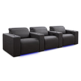 Valencia Barcelona Row of 3 Black Leather Power Reclining Home Theatre Seating with RGB LED GOODS Costco UK