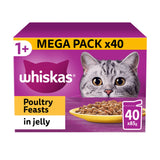 Whiskas 1+ Poultry Feasts Adult Wet Cat Food Pouches in Jelly 40x85g GOODS Sainsburys   