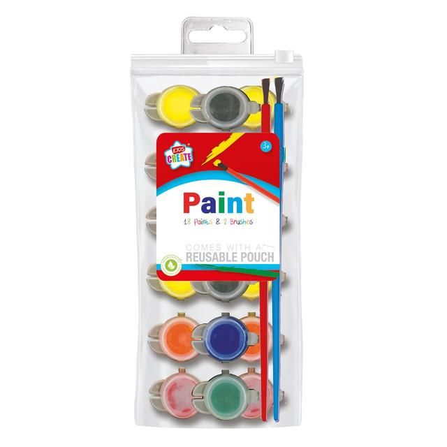 18 Poster Paints & 2 Brushes   18 per pack