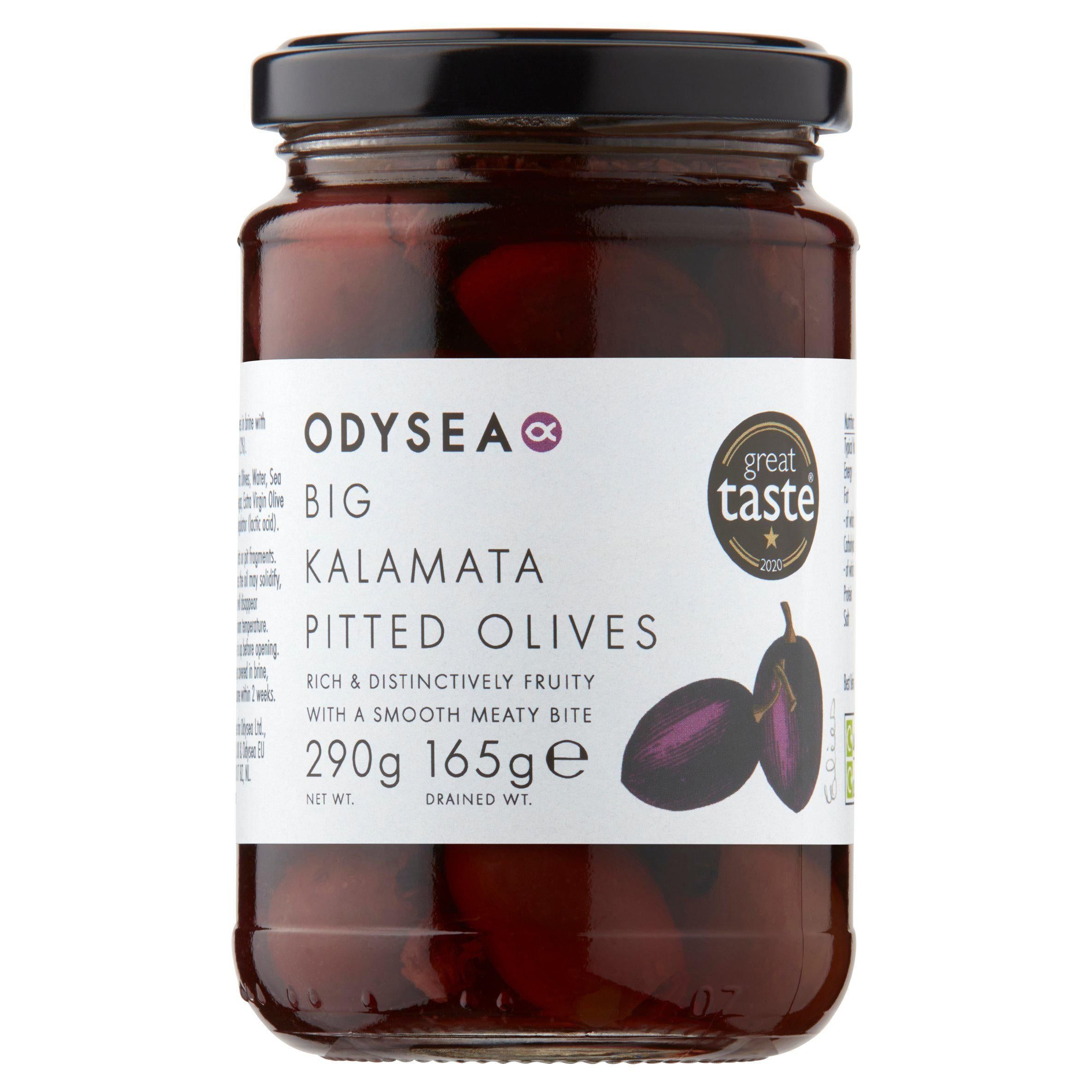 Odysea Greek Big Kalamata Pitted Olives 290g (165g*) Olives & antipasti Sainsburys   