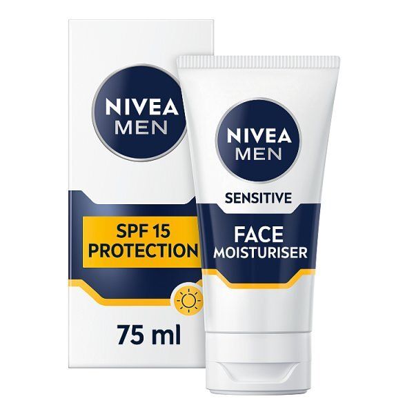 Nivea Men Sensitive Moisturiser Spf15 With 0% Alcohol 75Ml