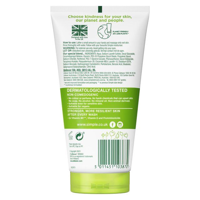 Simple Kind to Skin Moisturising Facial Wash Gel    150ml GOODS M&S   