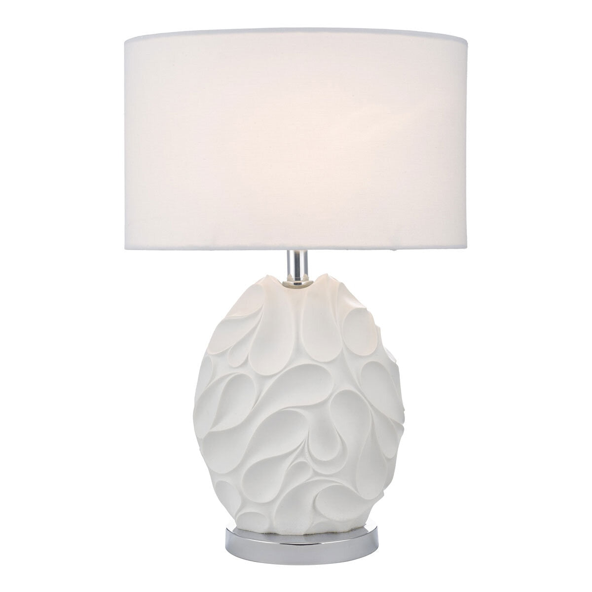 Zachary Textured Oval Table Lamp with White Linen Shade GOODS Costco UK