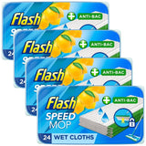 Flash Speedmop Wet Cloths Lemon Multi-Surface Refills 4 x 24 Pack
