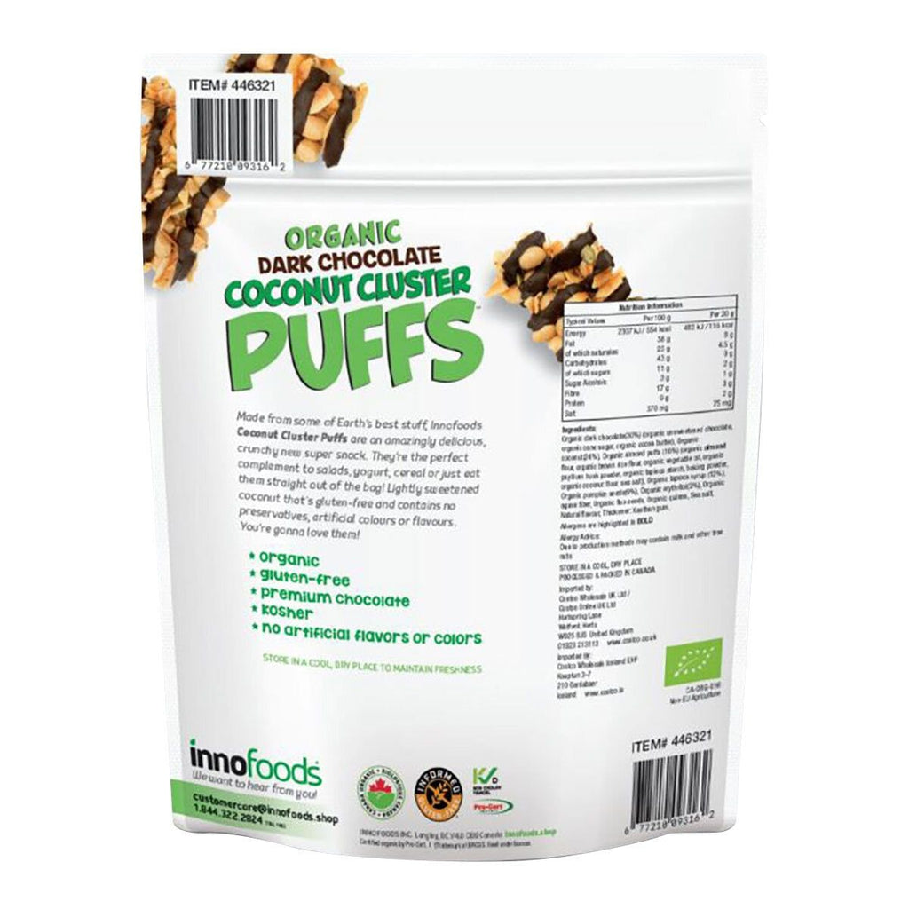 Innofoods Organic Dark Chocolate & Coconut Cluster Puffs, 500g