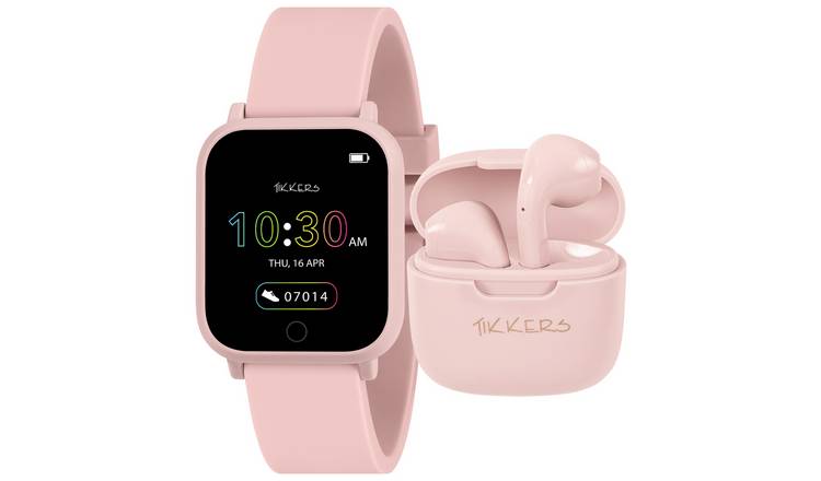 Tikkers Teen Series 10 Pink Smart Watch, Wireless Earbud Set GOODS Argos