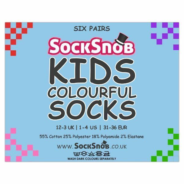 Sock Snob 6 Pk Childrens Solid Colour Cotton Socks 12-3 UK GOODS Superdrug   