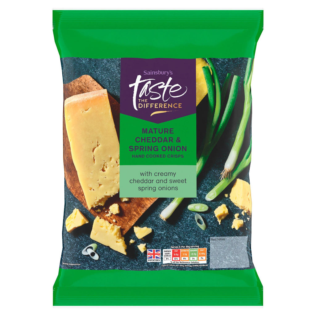 Sainsbury's Cheddar & Spring Onion Crisps, Taste the Difference 150g