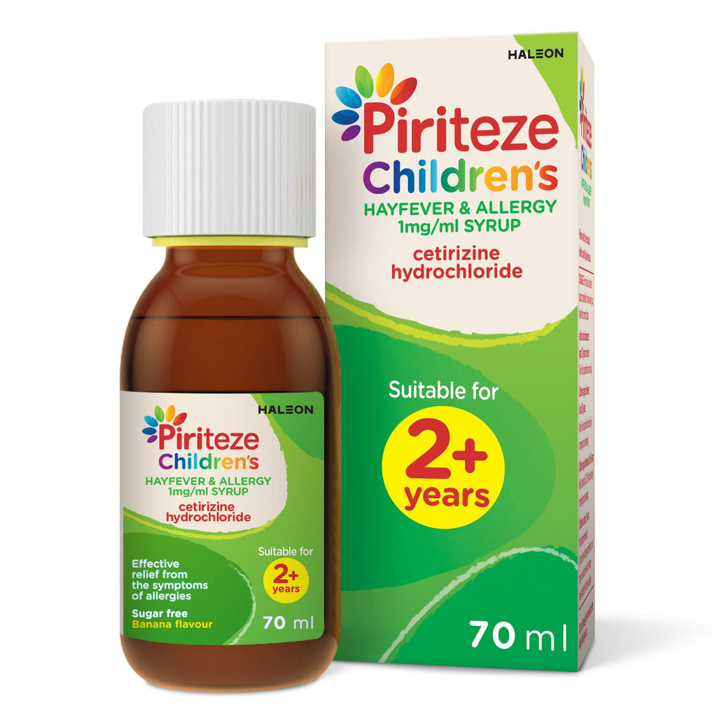 Piriteze Allergy & Hayfever Syrup Sugar Free Banana Flavour 70ml