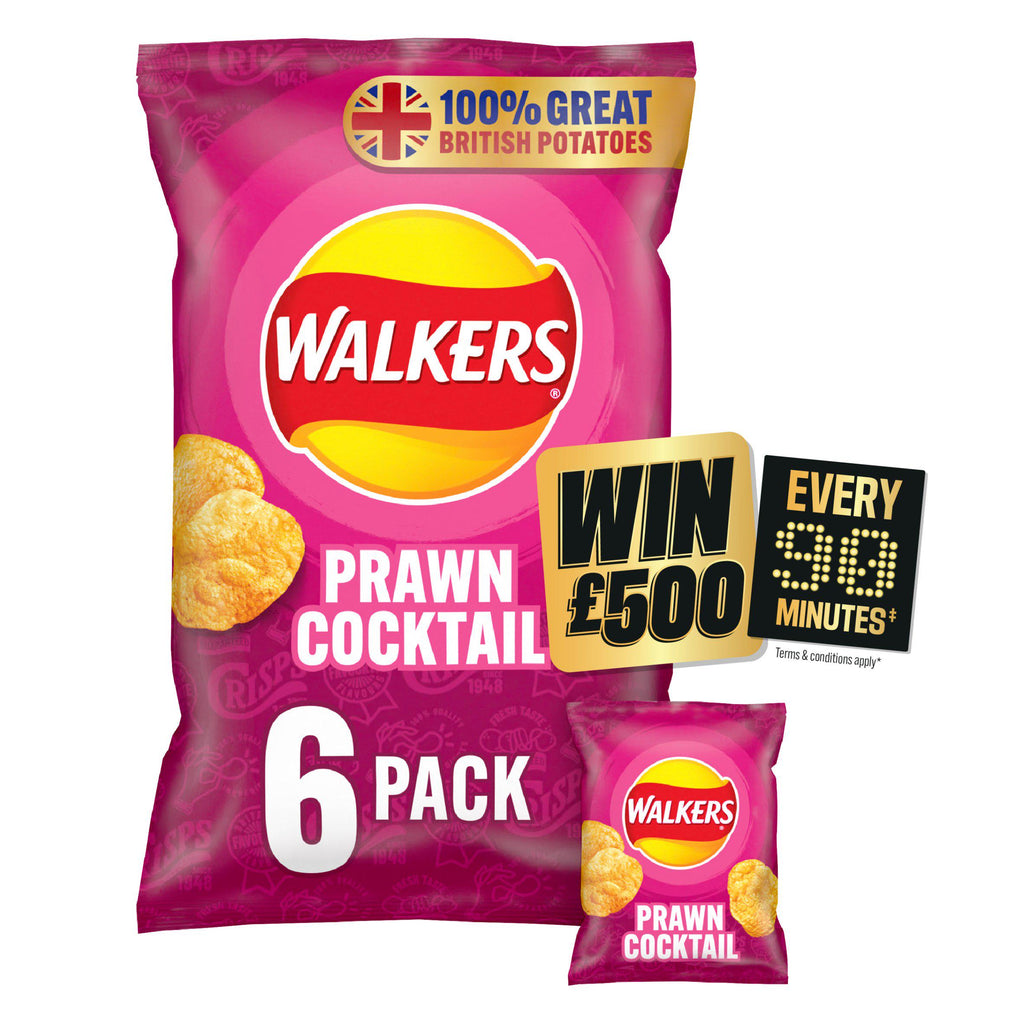 Walkers Prawn Cocktail Multipack Crisps 6x25g