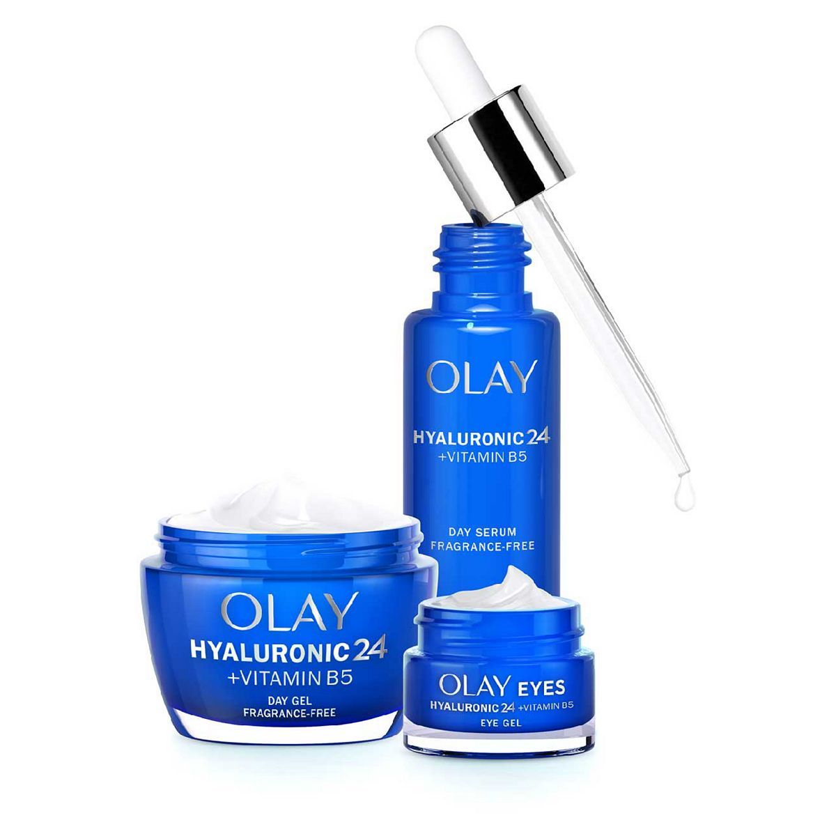 Olay Ultimate Thirst Trap with Hyaluronic Acid + Vitamin B5 Day Moisturiser, Serum, and Eye Cream Bundle GOODS Boots   