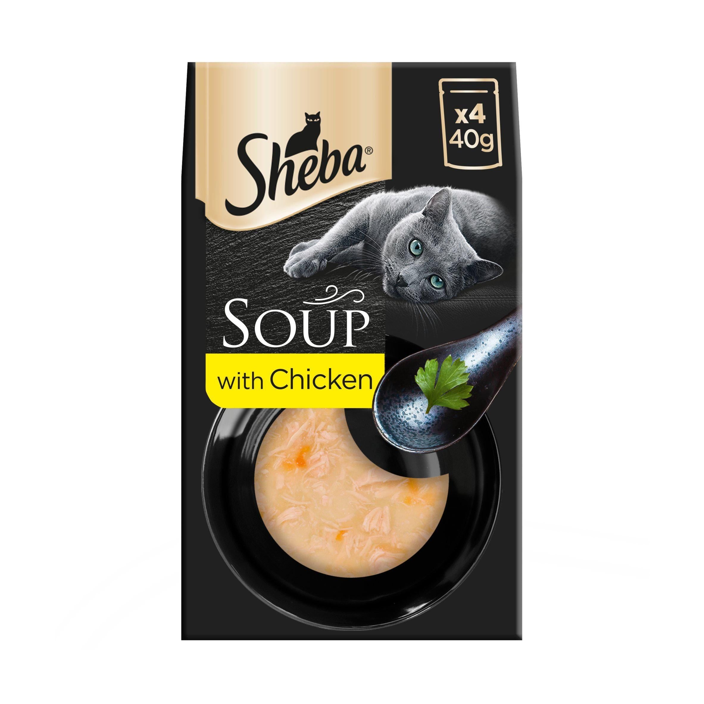 Sheba Classics Soup Adult Wet Cat Food Pouches Chicken 4 x 40g GOODS Sainsburys   