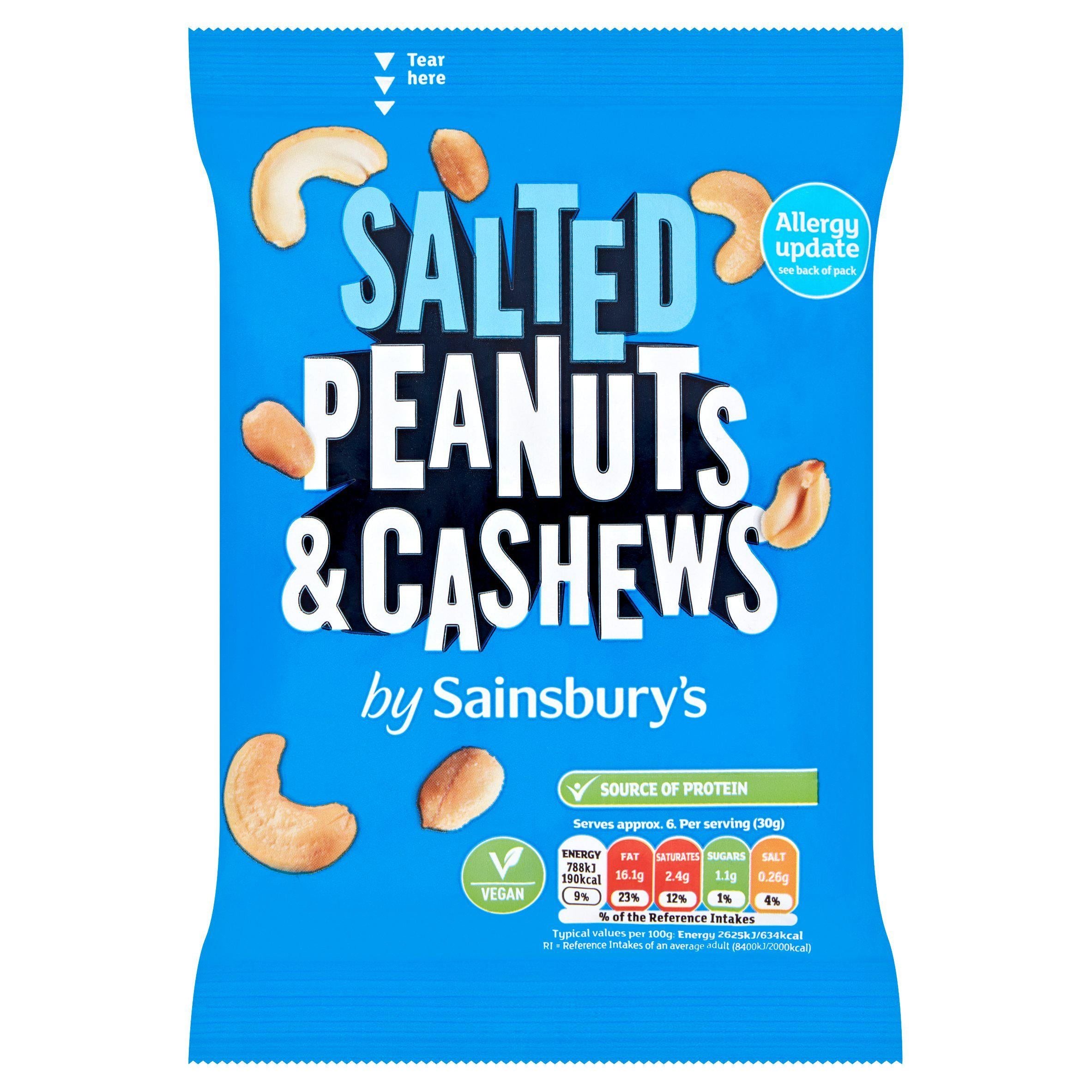 Sainsbury's Salted Peanuts & Cashews 200g Lunchbox snacking Sainsburys   