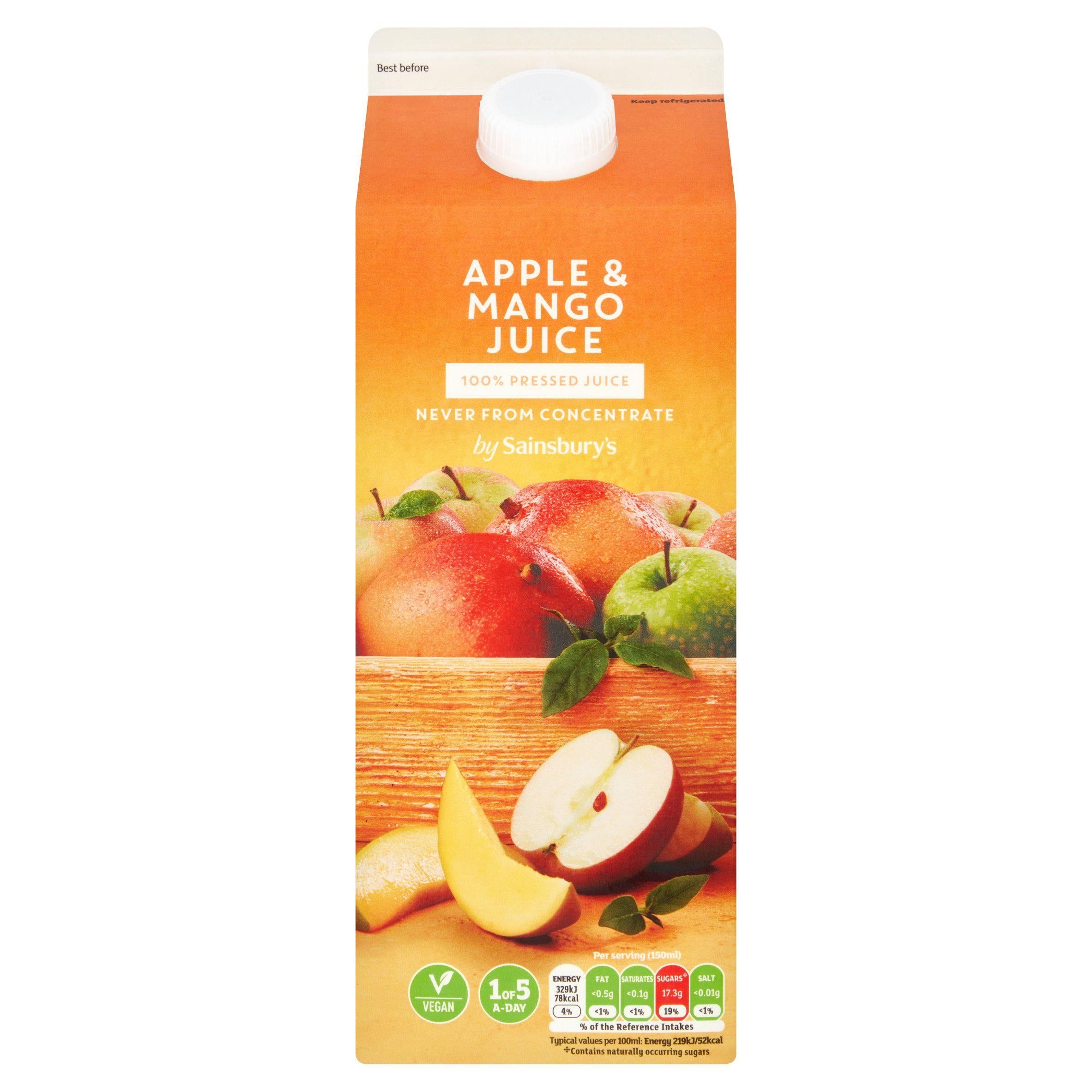 Sainsbury's Apple & Mango Juice, Not From Concentrate 1.75L All chilled juice Sainsburys   