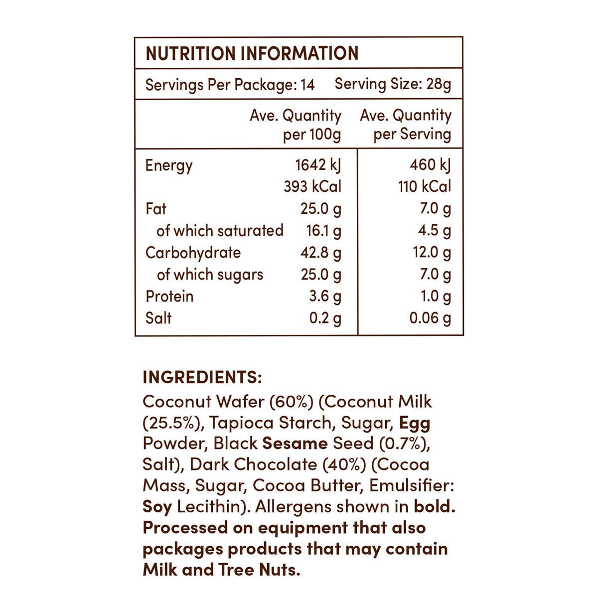 Tropical Fields Coconut Wafer Thins with Dark Chocolate, 397g GOODS Costco UK