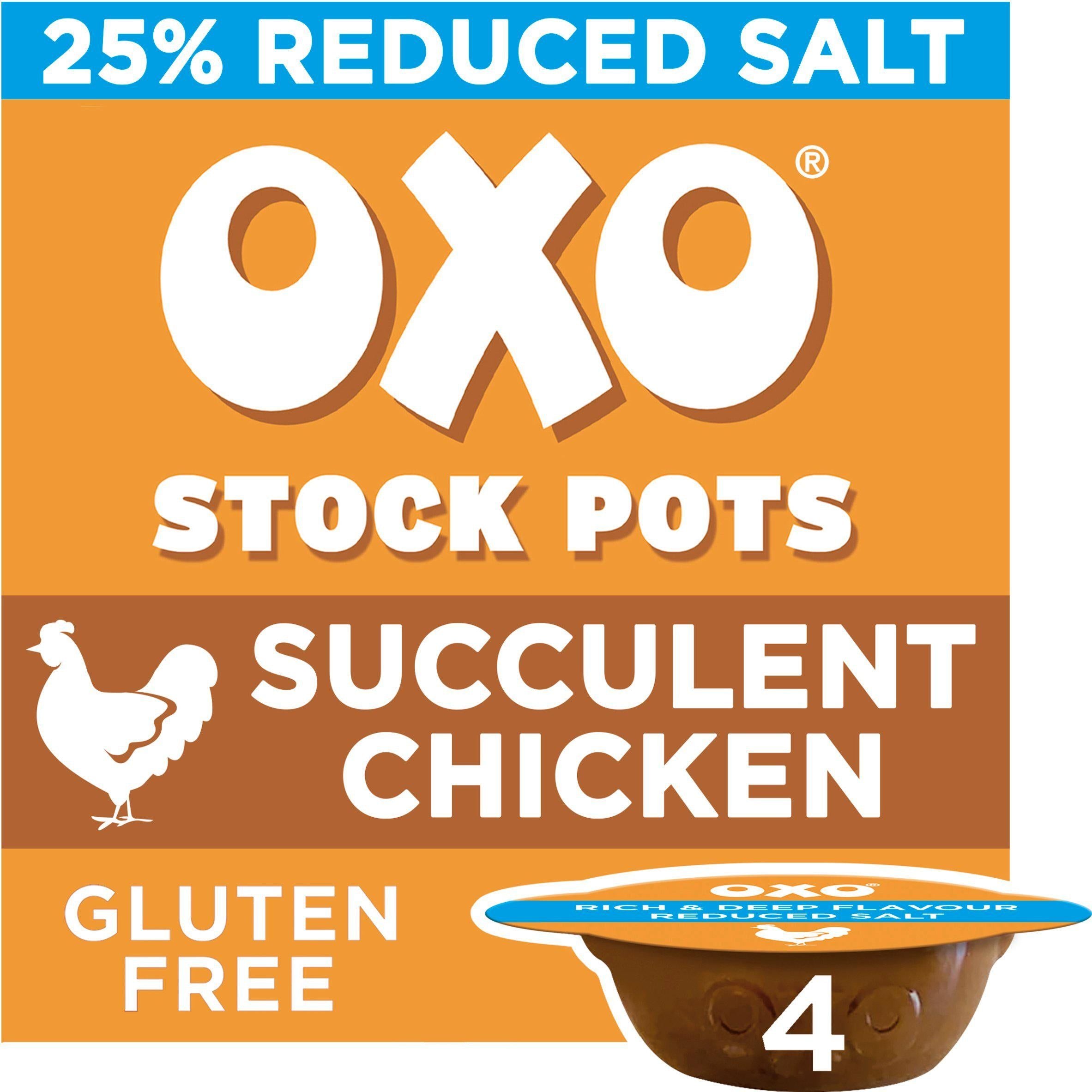 Oxo Reduced Salt Chicken with Bay and Parsley Stock Pots x4 80g gluten free Sainsburys   