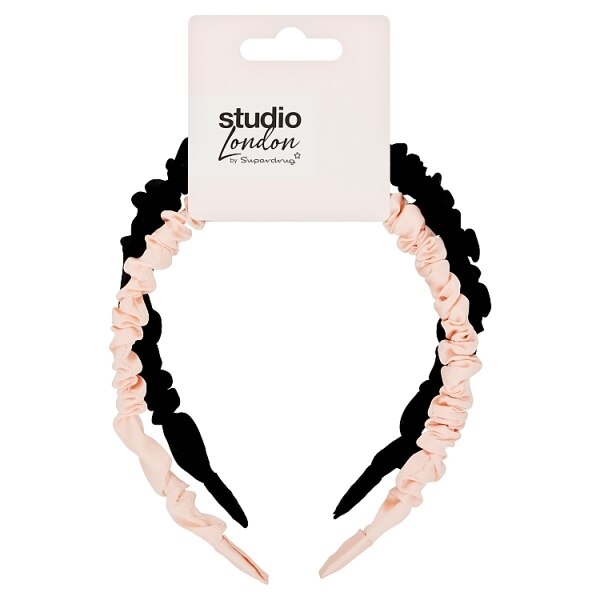 Studio London Skinny Ruched Satin Look Headbands x2 GOODS Superdrug   