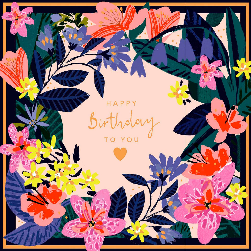 Sainsbury's Happy Birthday Card Floral Wreath Greeting Card