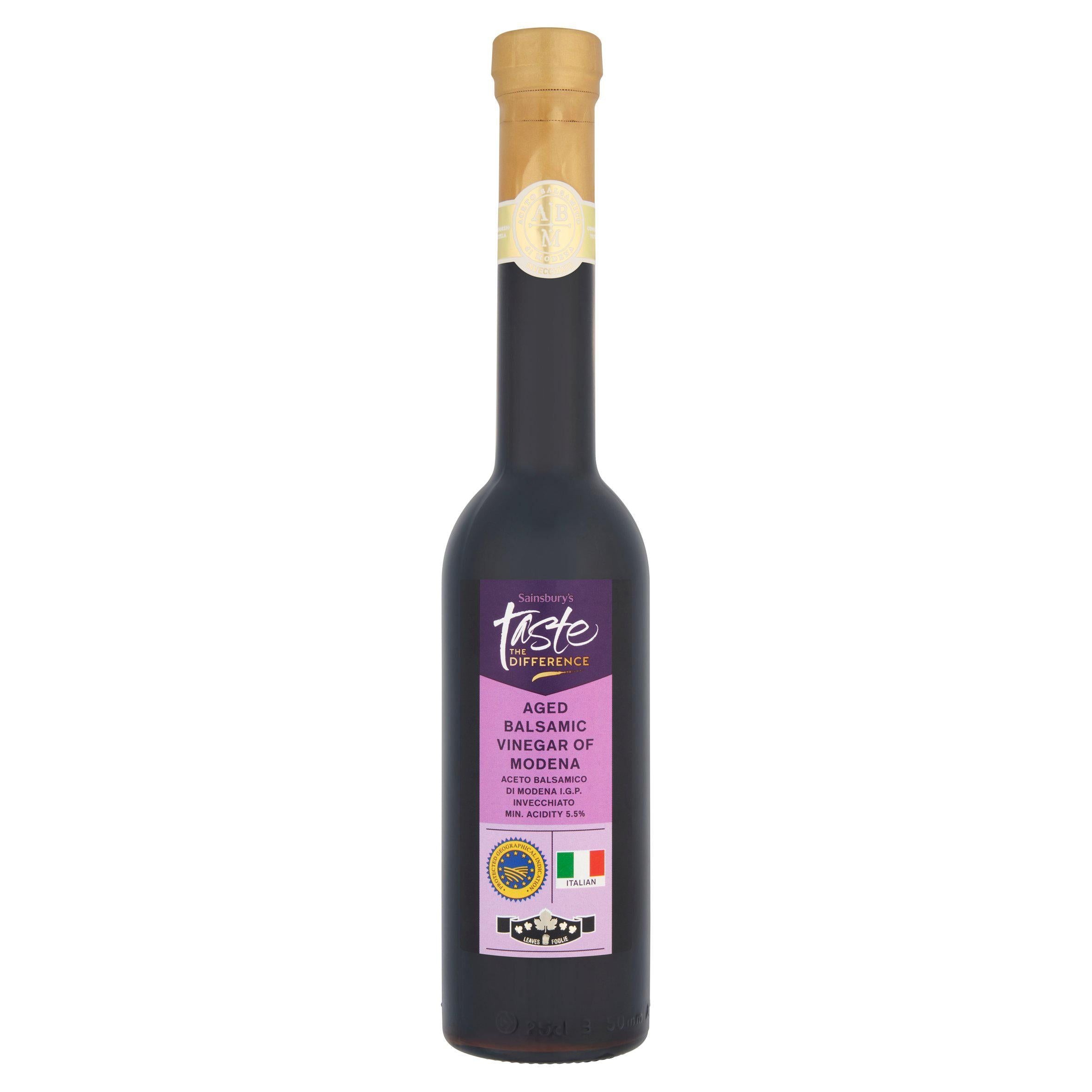 Sainsbury's Balsamic Vinegar Of Modena Leaf, Taste the Difference x5 250ml Salad dressings Sainsburys   