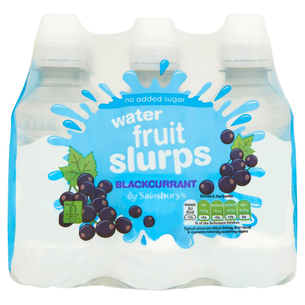 Sainsbury's No Added Sugar Mineral Water Fruit Slurps Blackcurrant Flavoured 6 x 250ml