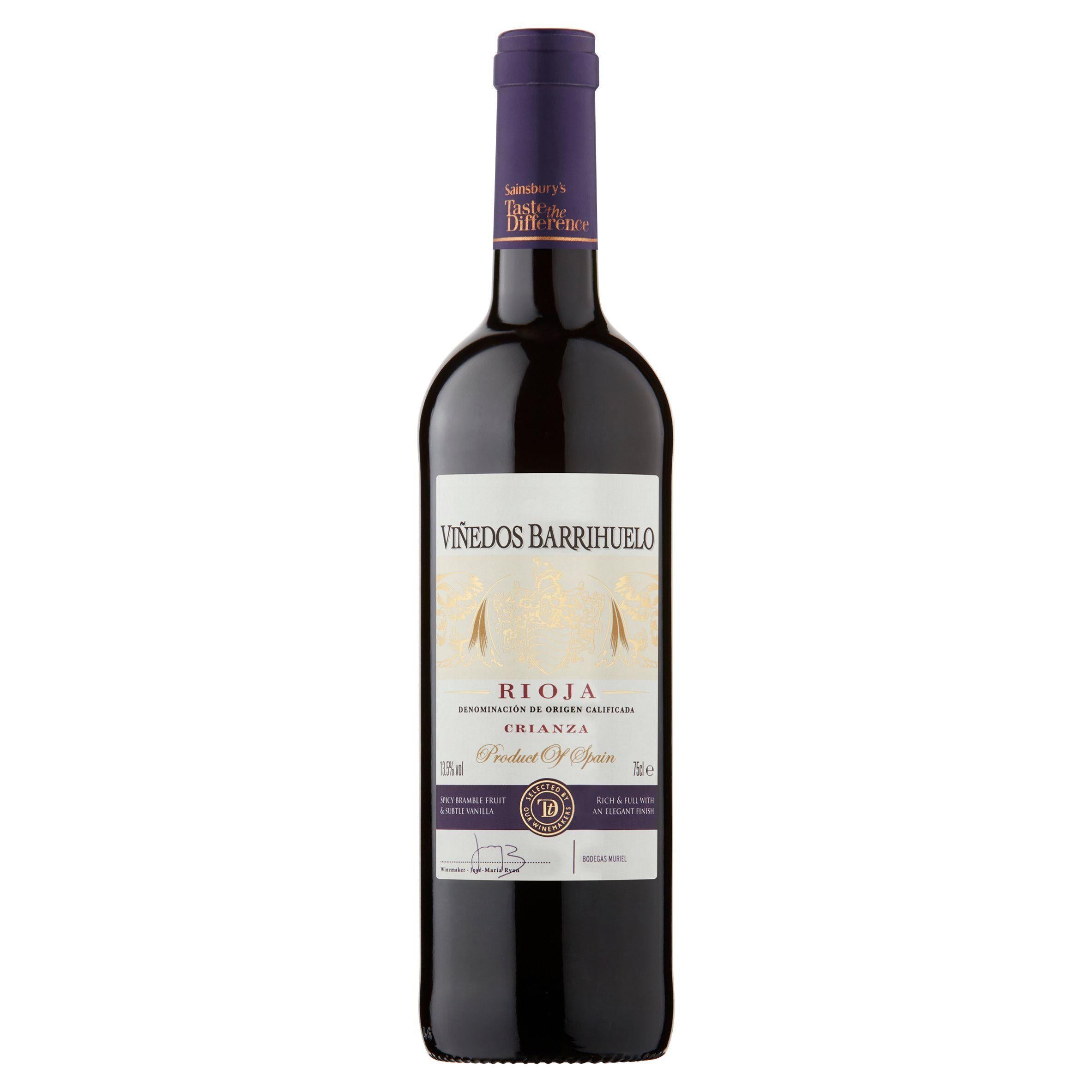 Sainsbury's Vinedos Barrihuelo Rioja Crianza, Taste the Difference 75cl All red wine Sainsburys   