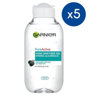 Pack of 5 Garnier Pure Active Purifying Hand Sanitiser 125ml Accessories & Cleaning Boots   