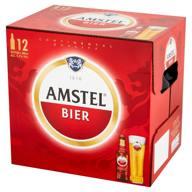 Amstel Lager Beer Bottles   12 x 300ml