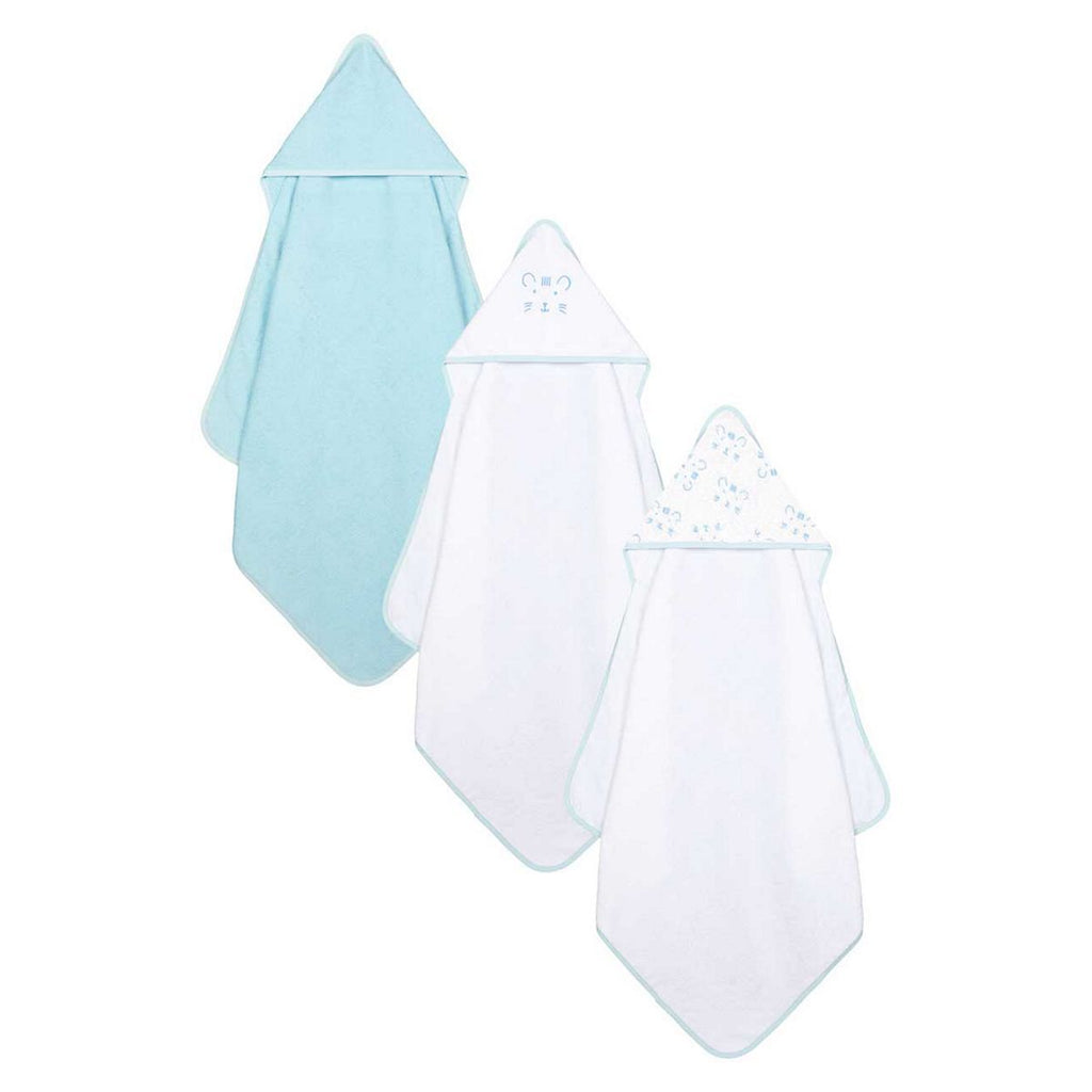 Mothercare Blue Cuddle 'N' Dry Hooded Towels - 3 Pack