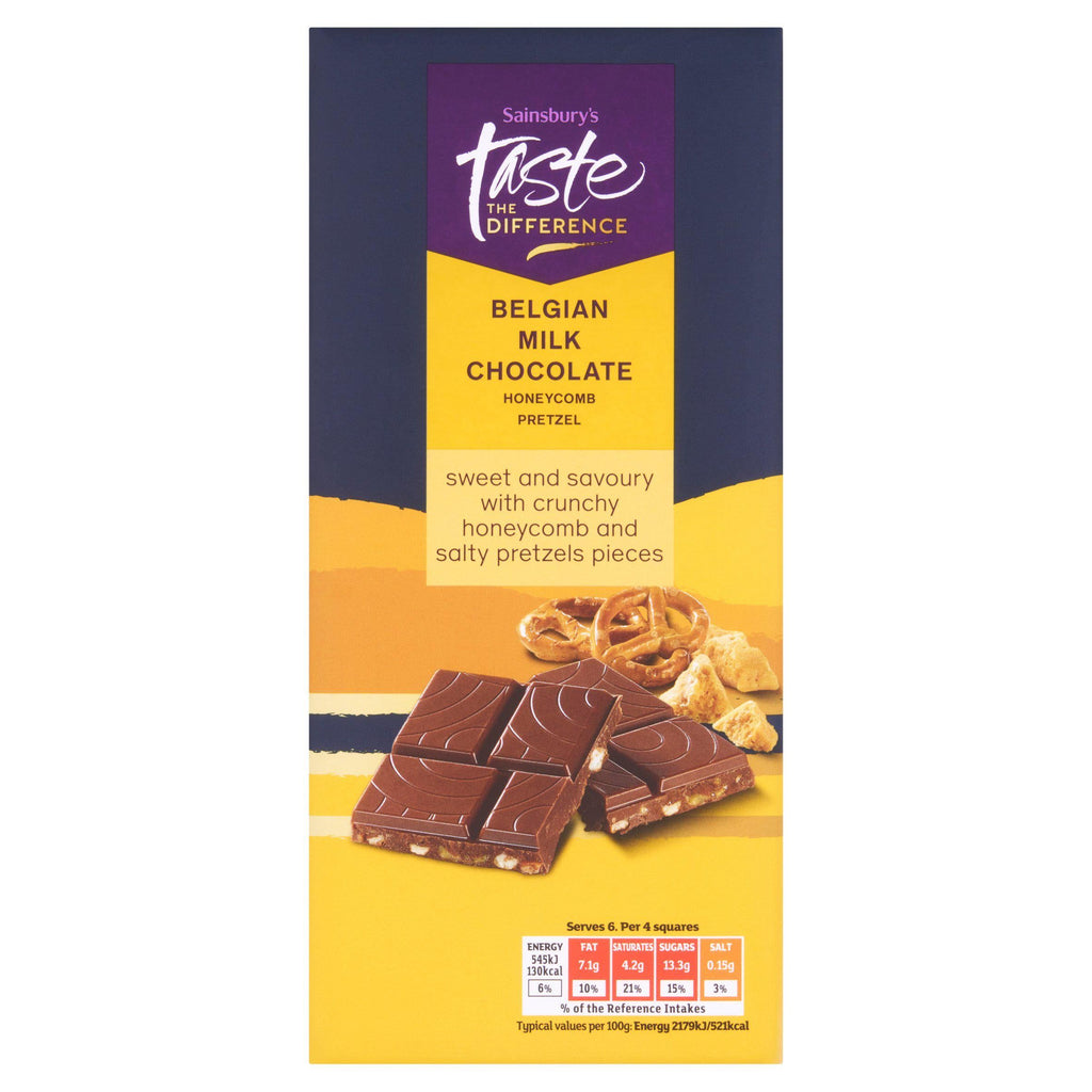 Sainsbury's Belgian Milk Chocolate Honeycomb Pretzel, Taste the Difference 150g