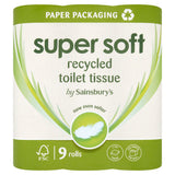 Sainsbury's Super Soft Toilet Tissues, Recycled x9 Rolls essentials Sainsburys   