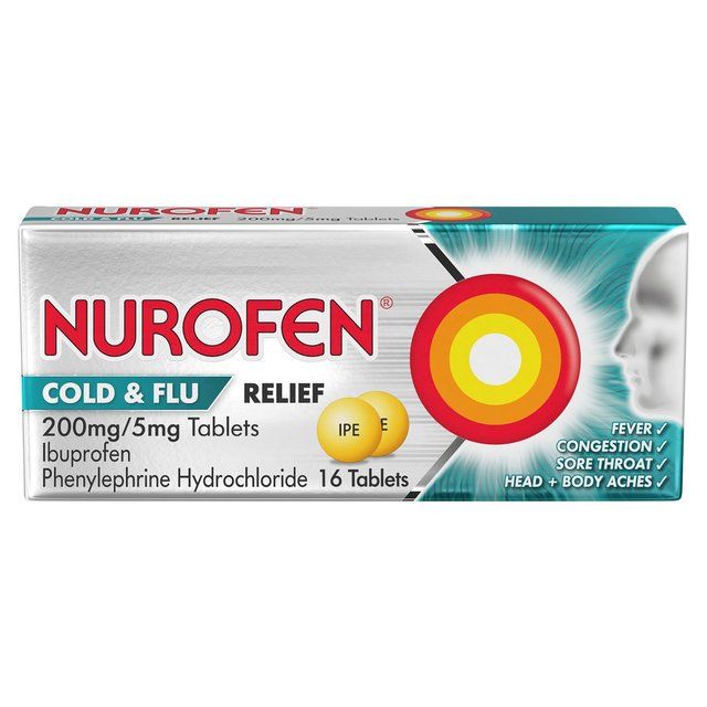 Nurofen Cold & Flu Pain Relief Ibuprofen 200mg Tablets   16 per pack