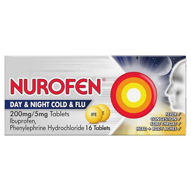 Nurofen Day/Night Cold & Flu Pain Relief Ibuprofen Tabs   16 per pack