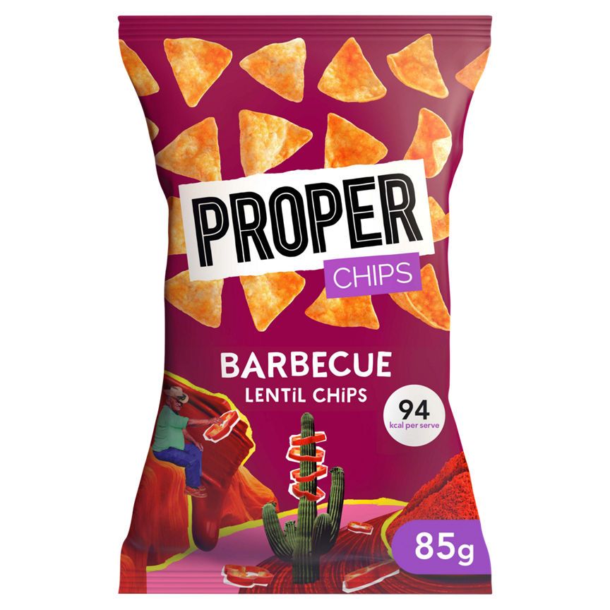 Properchips Barbecue Lentil Chips Sharing Bag Crisps, Nuts & Snacking Fruit ASDA   