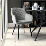 Marina Grey Velvet Quilted Dining Chair, 2 Pack GOODS Costco UK