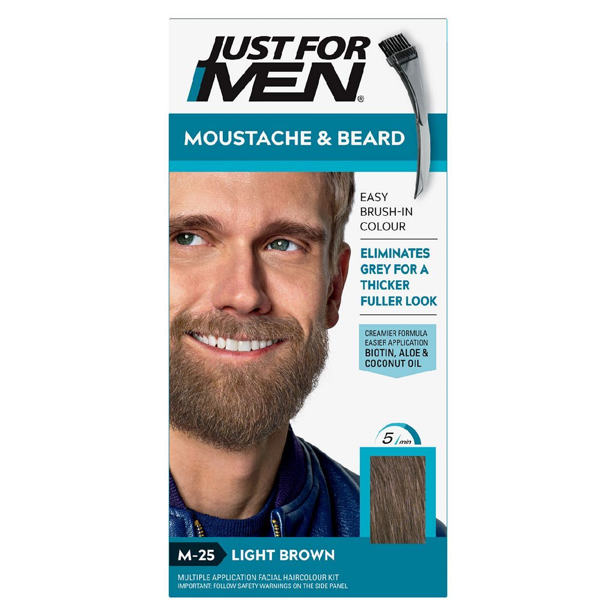 Just For Men Moustache &amp; Beard Brush-In Colour Gel, Light Brown