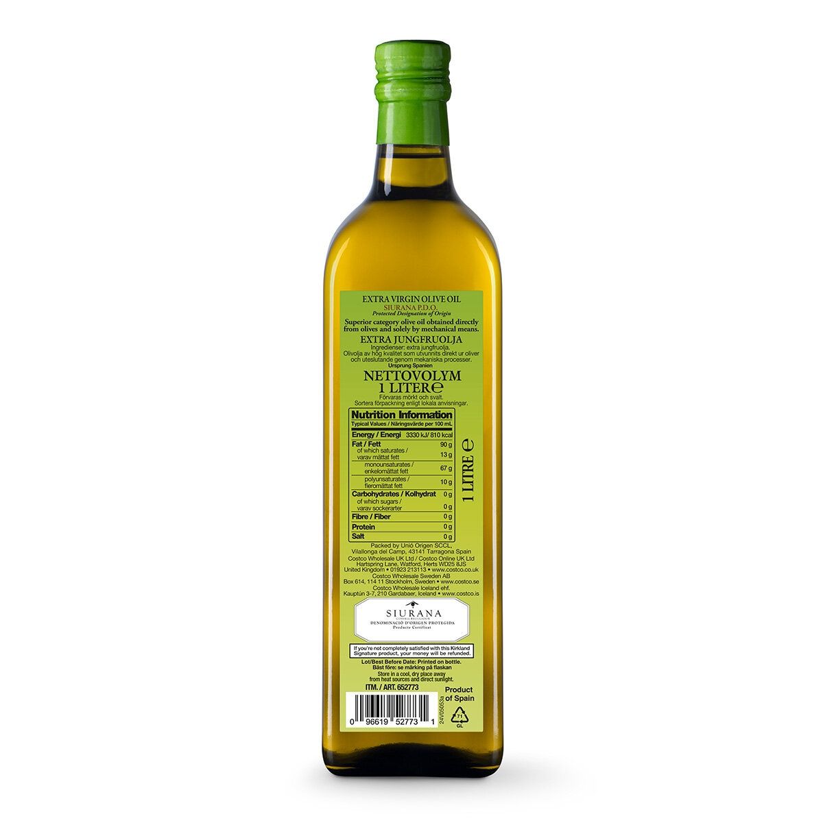 Kirkland Signature Extra Virgin Siurana Olive Oil, 1L GOODS Costco UK